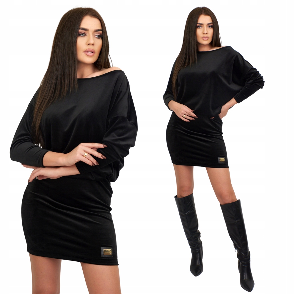 

Welurowa sukienka Oversize damska MIDI czarna M