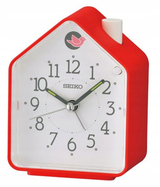 Červený Budík Seiko QHP010R Kukučka Spev Vtákov Regulácia Hlasitosti