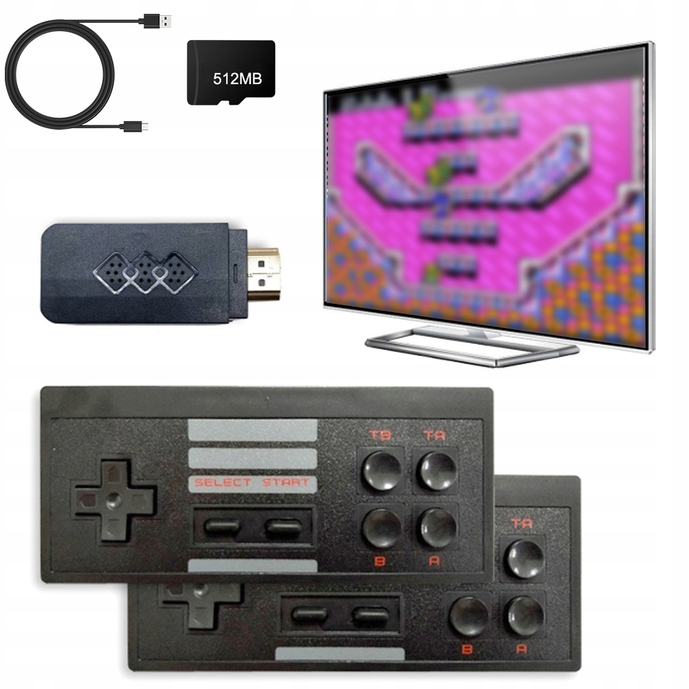 Retro Konsola Z Hdmi Dongle 848 Gier Bezprzewodowe Pady 2SZT Tv Gry