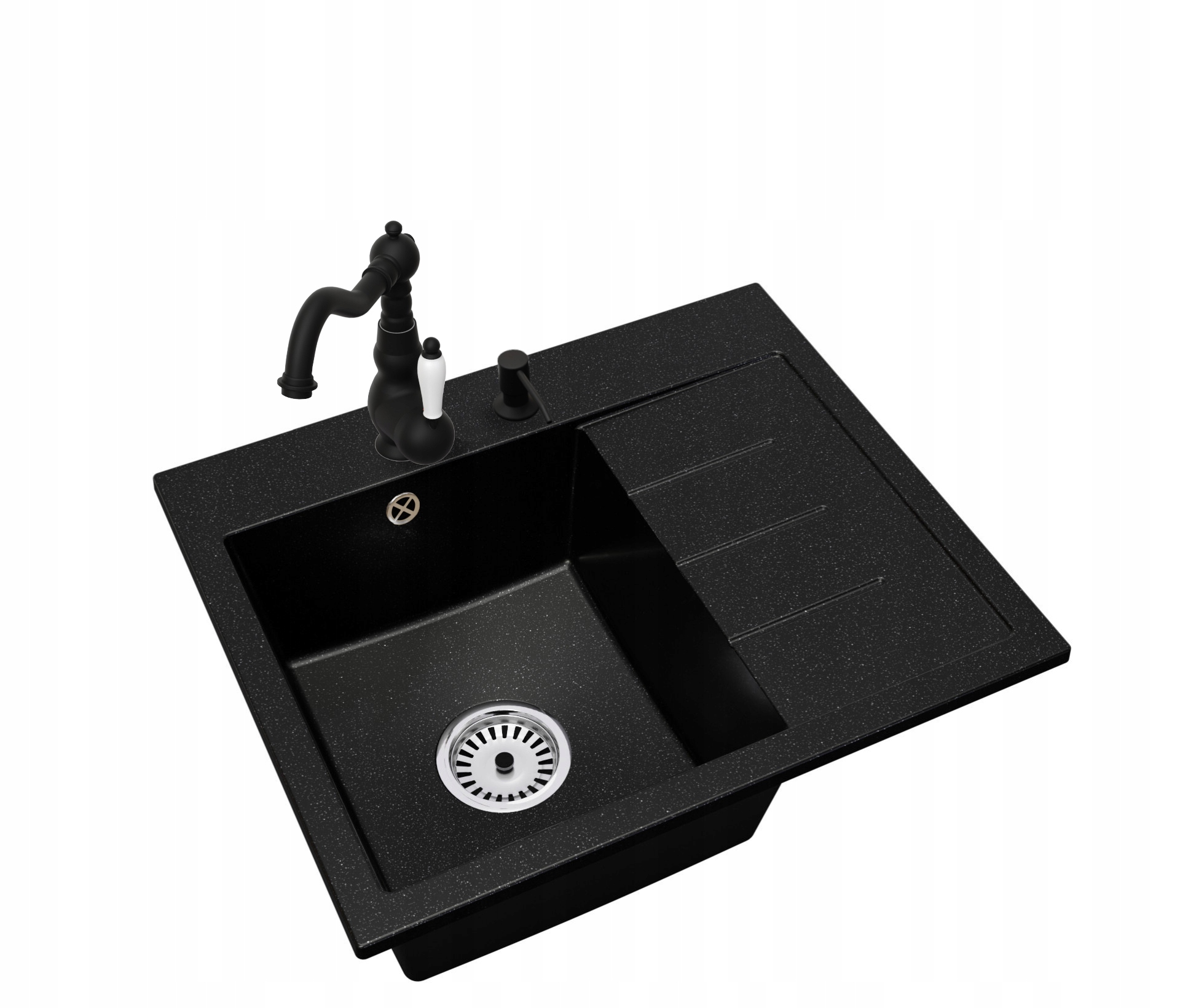 Kuchyňský dřez Jednokomorový Exclusive60 Sifon Chrom Baterie Dávkovač