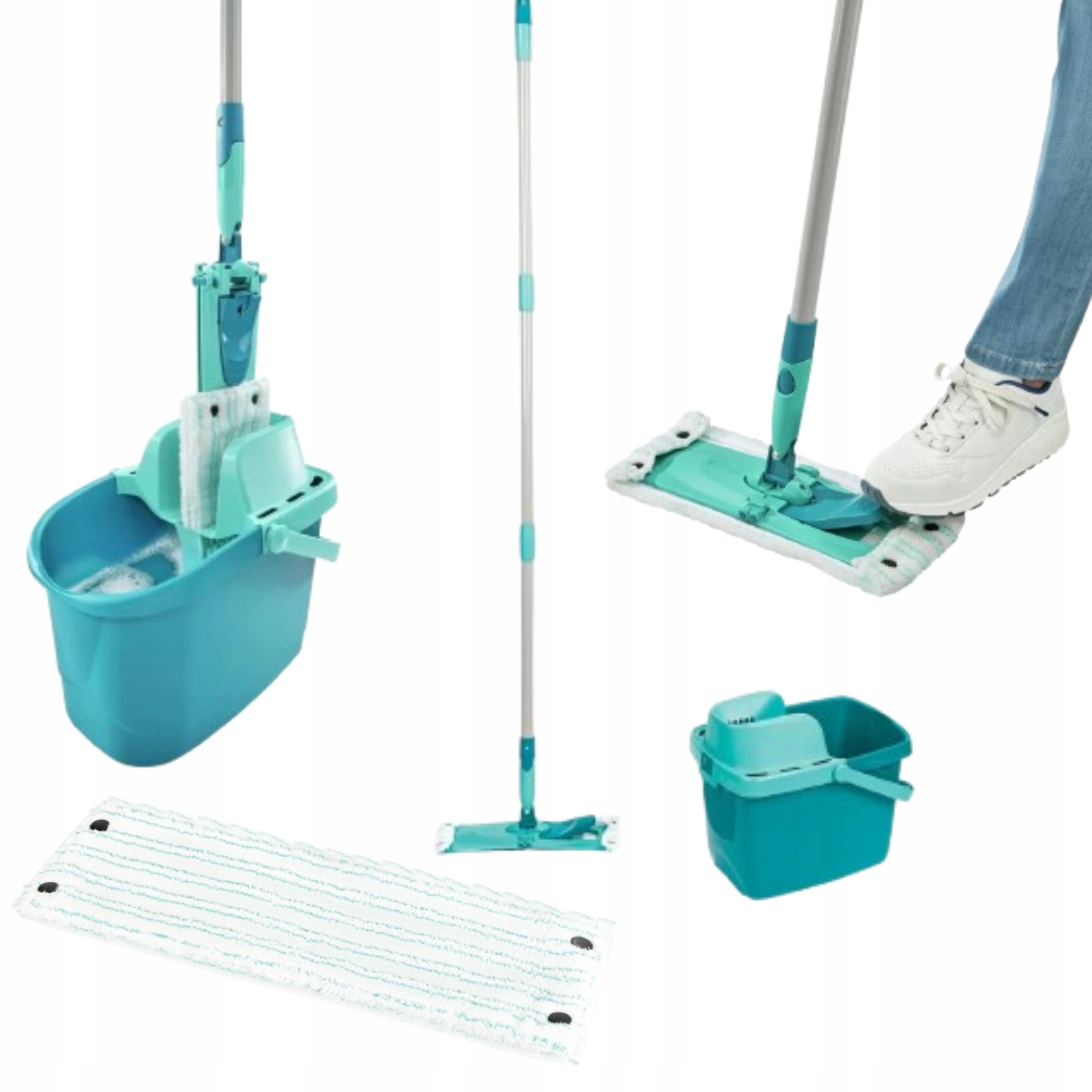 Levně Plochý mop s kbelíkem na mytí podlah sada Leifheit Combi M 55378-2