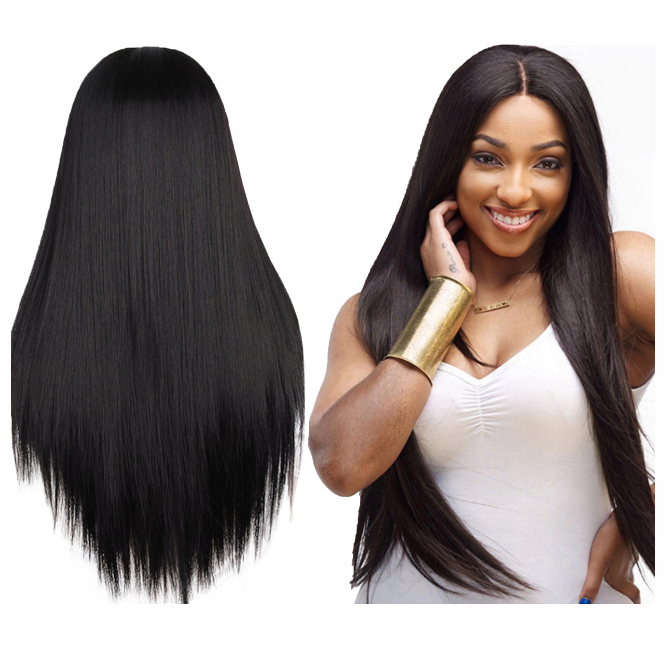 

Długa Peruka proste włosy Czarna brunetka 70 cm