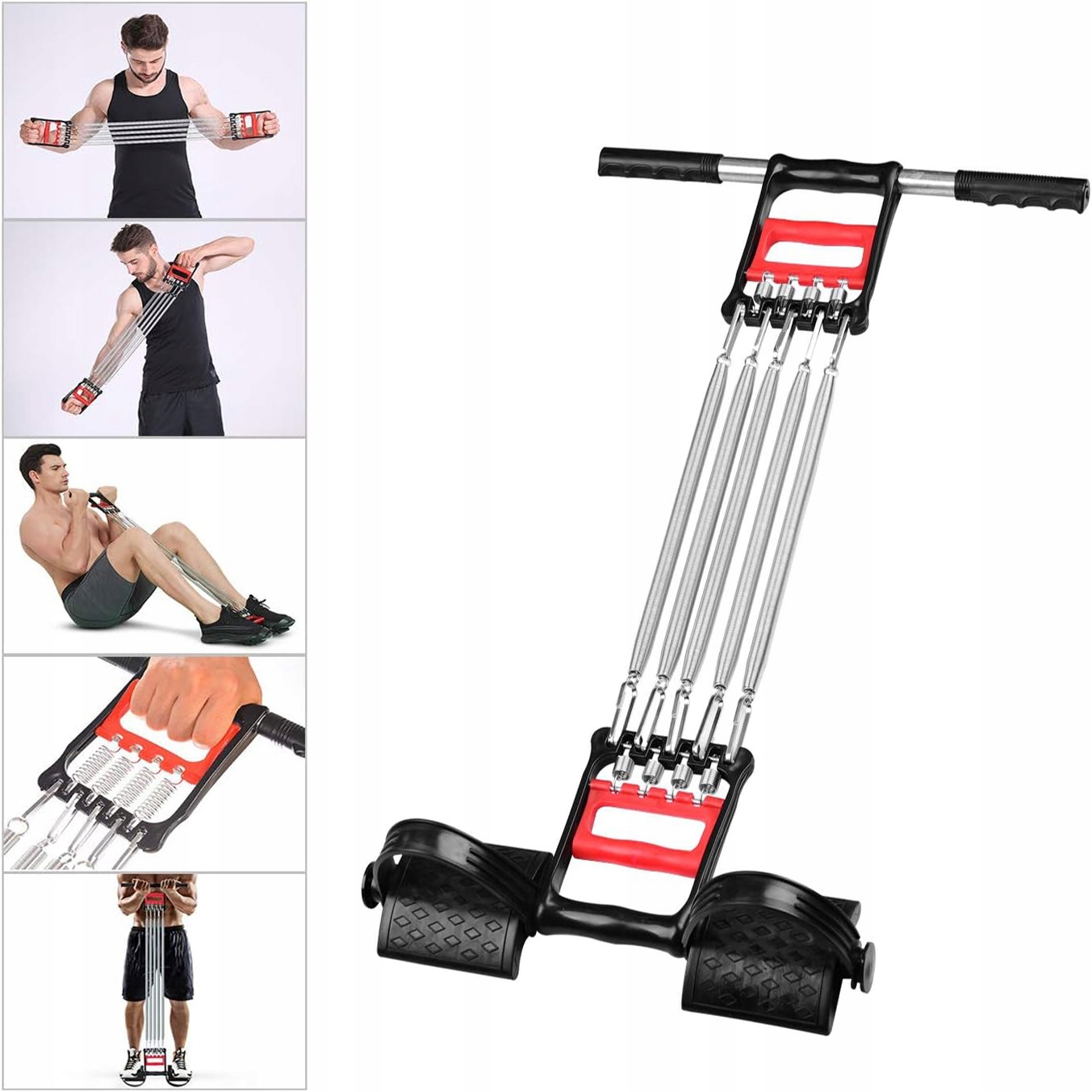 EKSPANDER DO ĆWICZEŃ SPRĘŻYNA FITNESS ROZCIĄGANIE METALOWY NAPINACZ MIĘŚNI Długość naciągów 29 cm