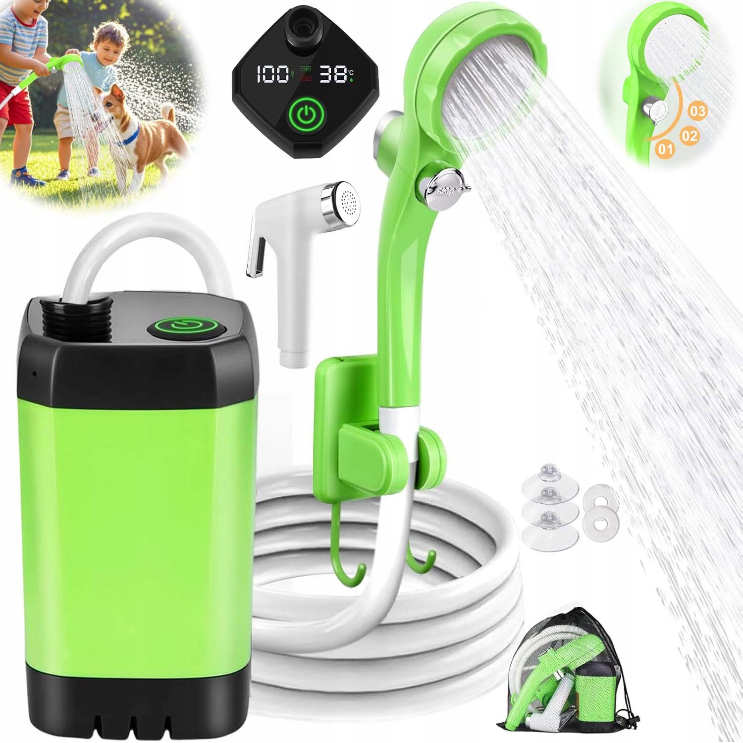 Kempingová Turistická Sprcha Usb Elektrická Pumpa Akumulátor 6000 Mah