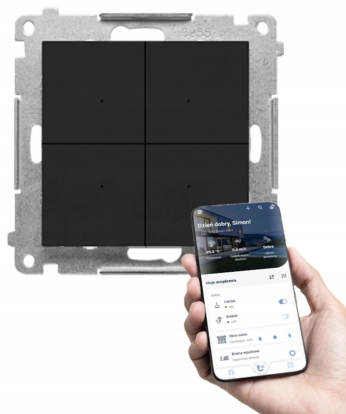 Simon 55 Go Batériový vysielač Diaľkové ovládanie Wifi Control čierny Mat