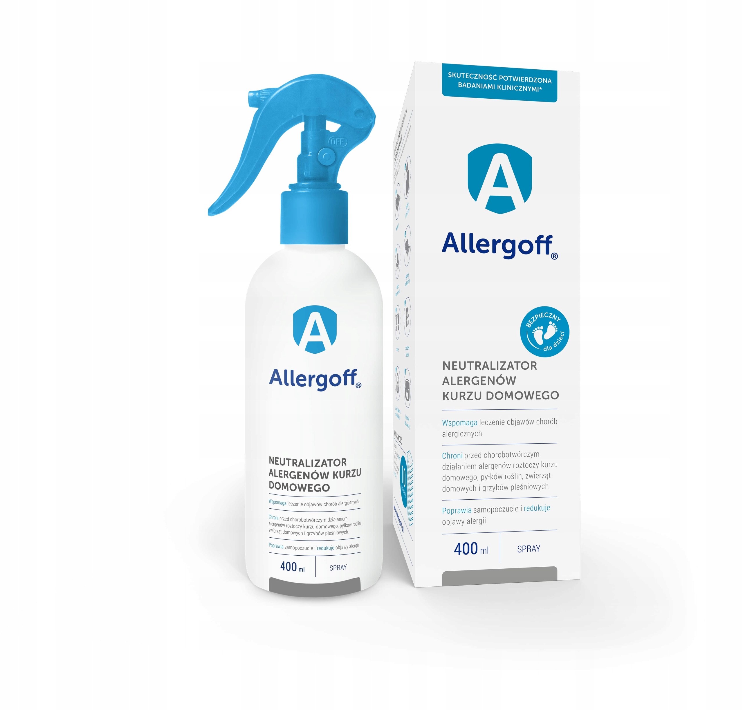 ALLERGOFF SPRAY NA ROZTOCZA ALERGENY + ściereczki