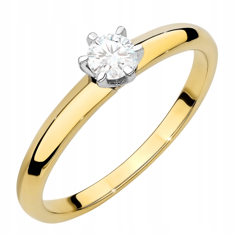 Klasyczny Złoty Pierścionek pr. 585 z Brylantem w Łapkach 0,25ct 14k