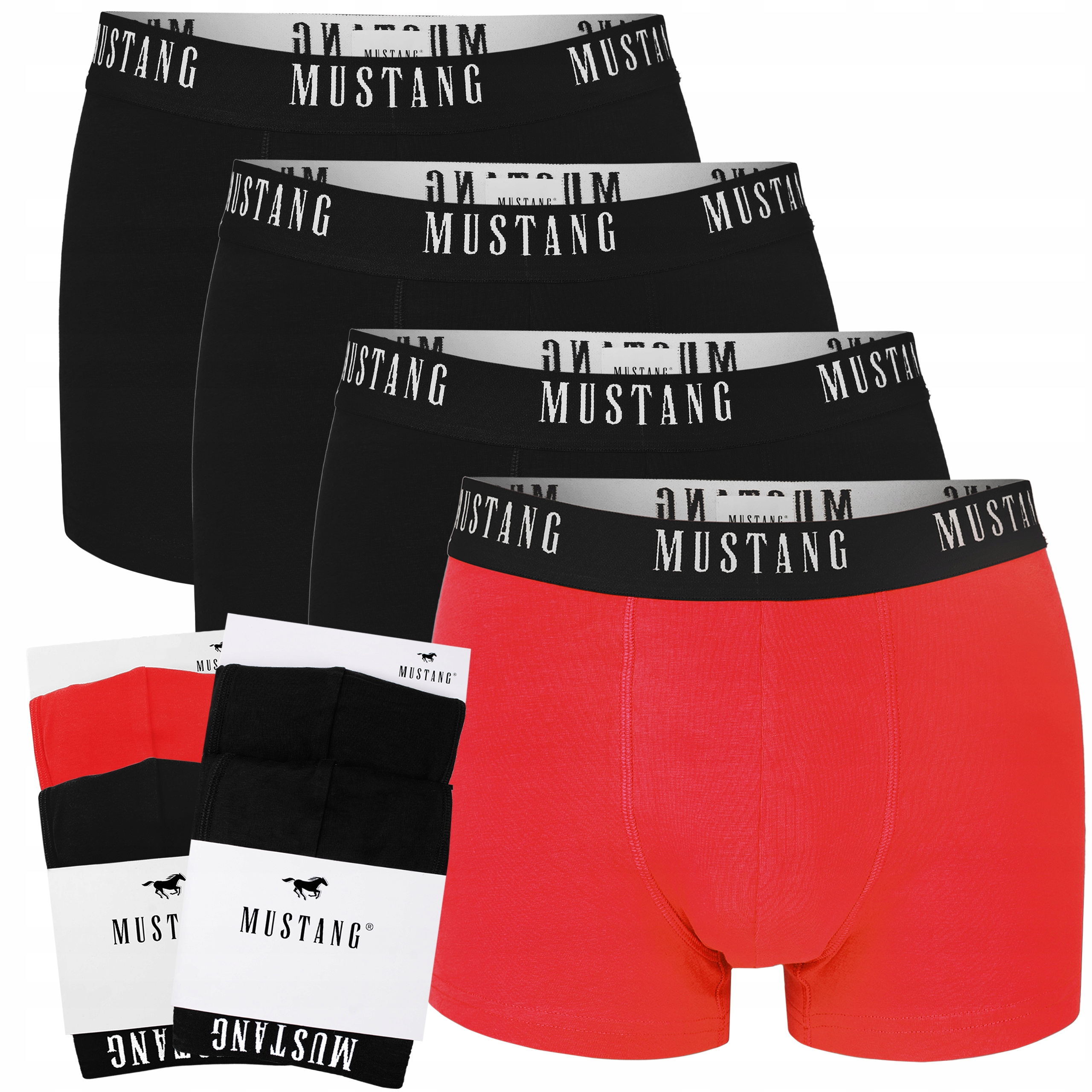 Mustang Pánské boxerky 4 kusy Sada Bavlna Logo Barva Velikost M