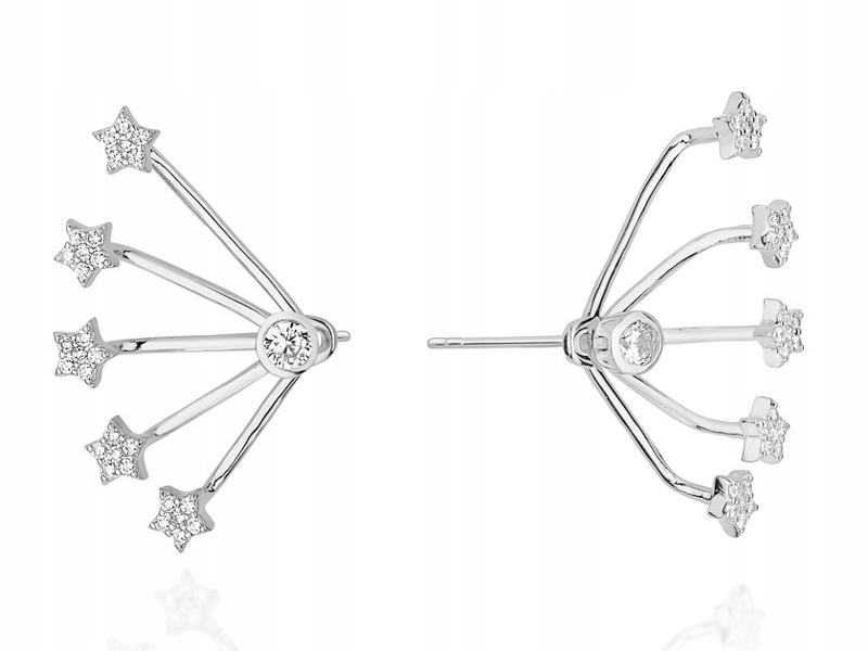 Stříbrné Náušnice Se Zirkony P.925 Multi Hvězdičky
