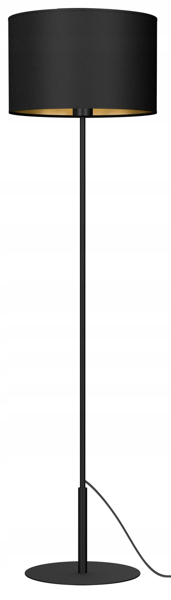 Podlahová lampa Arden Čierna Zlatá Abažúrová 1xE27 150 cm klasická do obývačky