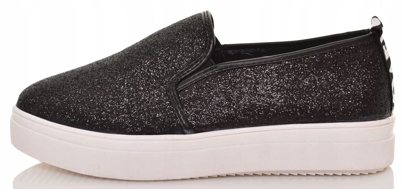 

Buty Damskie Wsuwane Tenisówki Slip On Brokatowe