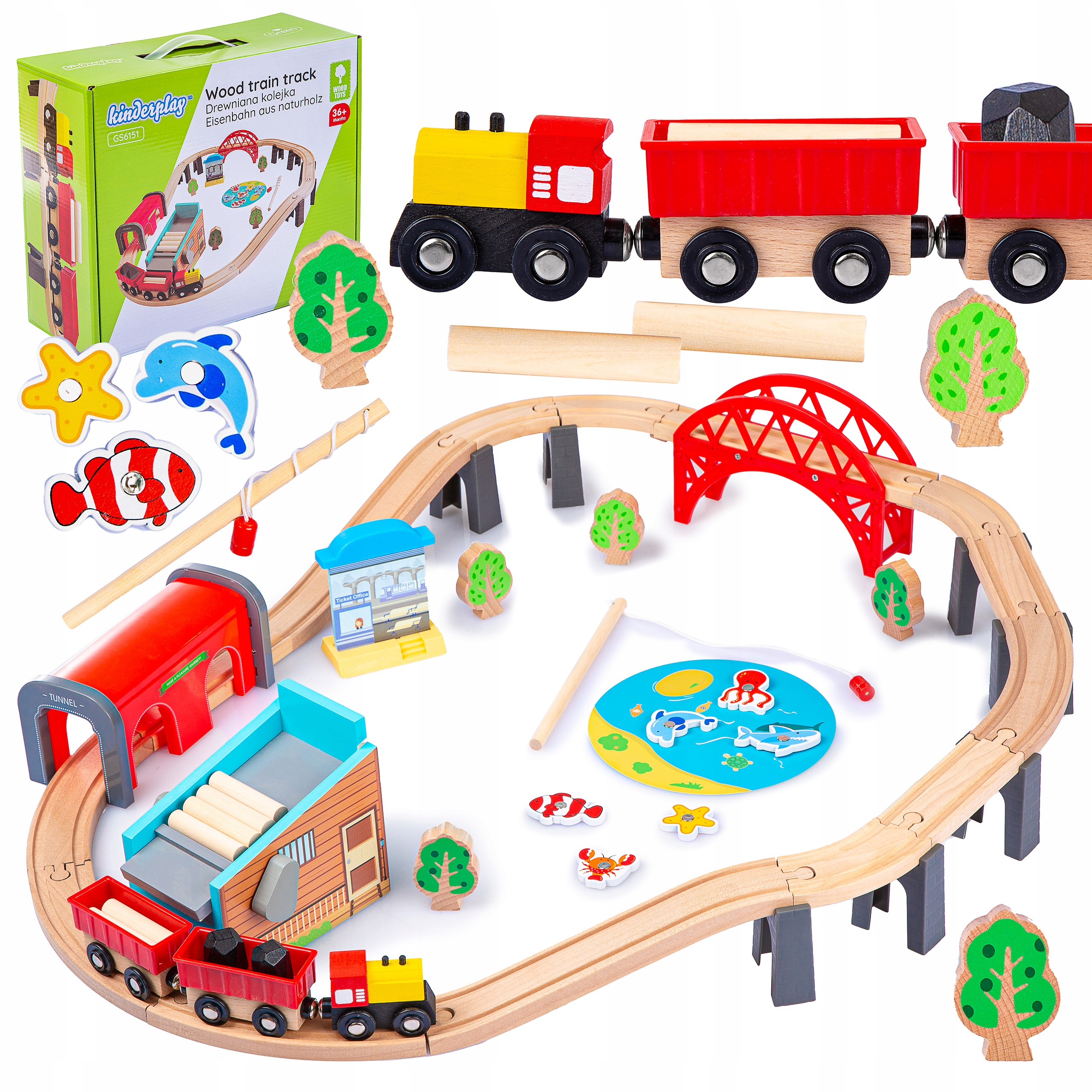 

Kinderplay Kolejka Drewniana Tor Pociąg Wagony
