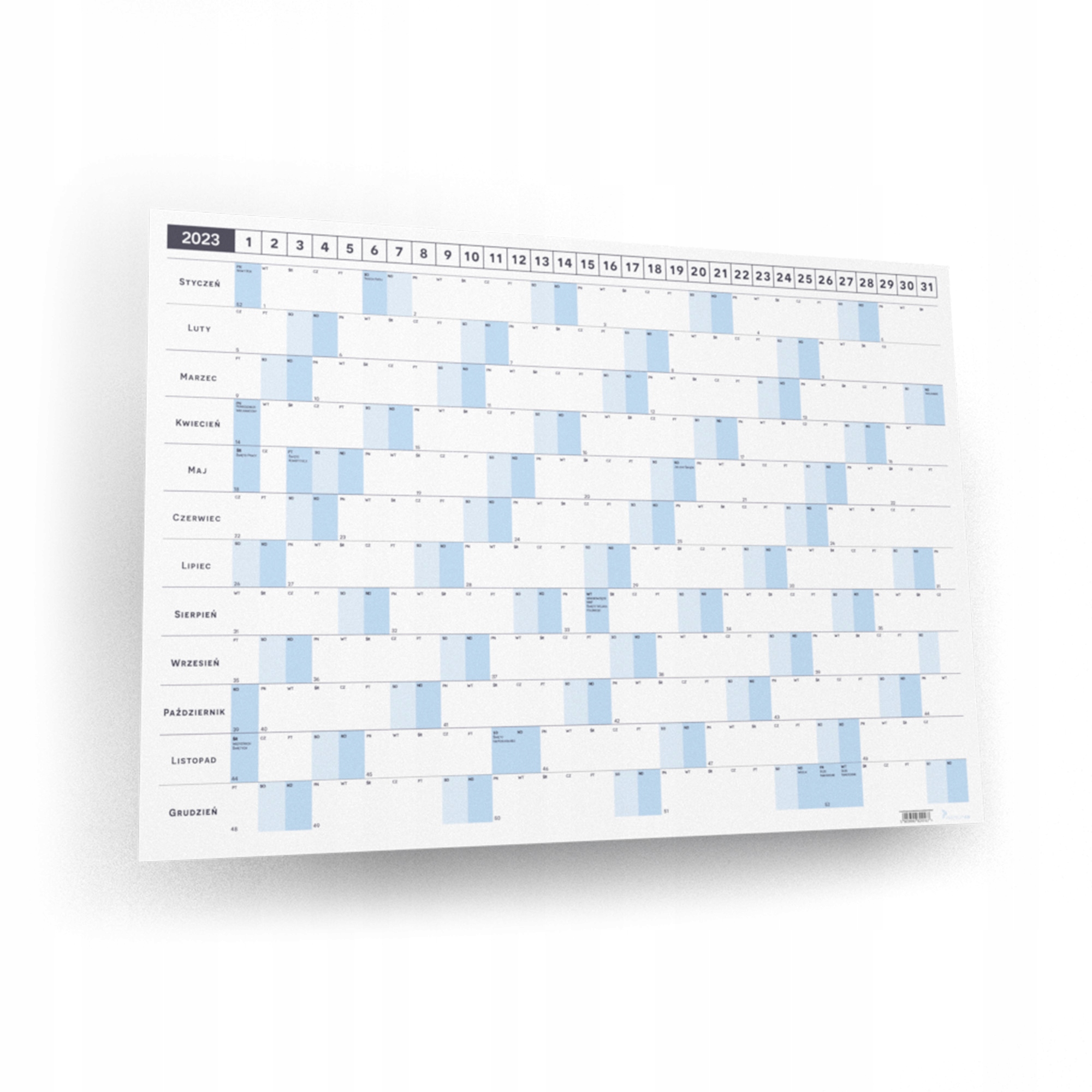 

Kalendarz ścienny roczny 2024 A2 zmywalny Firmowy