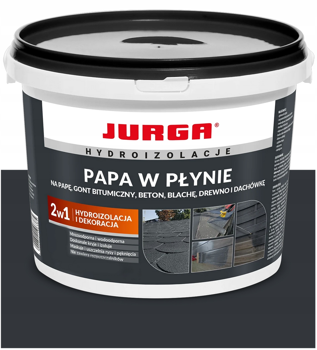 Papa w Płynie Farba na Dach Blachę Dachówkę Jurga Antracyt 12kg