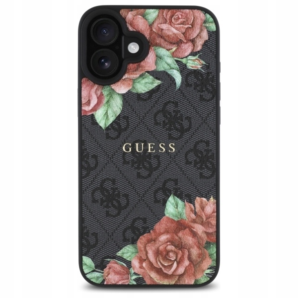 Pouzdro Guess pro iPhone 16, obal MagSafe s květinovým vzorem, dámská záda