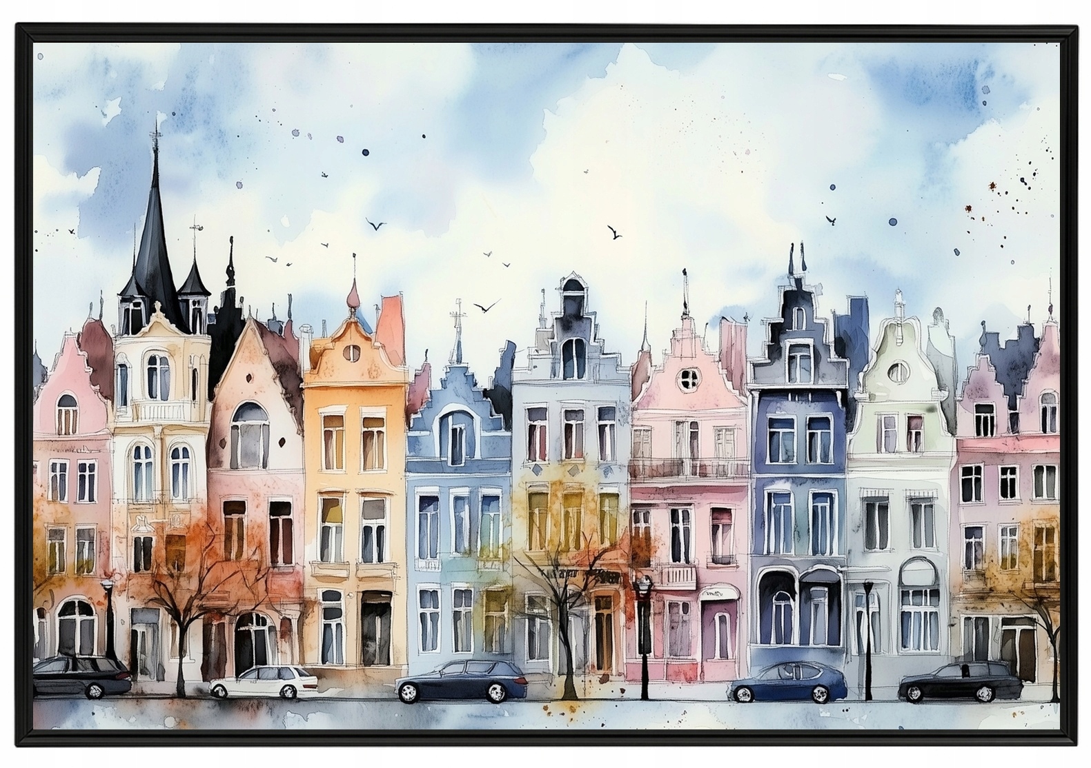 Rámeček S Hliníkovým Plakát Barevné Belgické Čížové Domy Ulice 60x40
