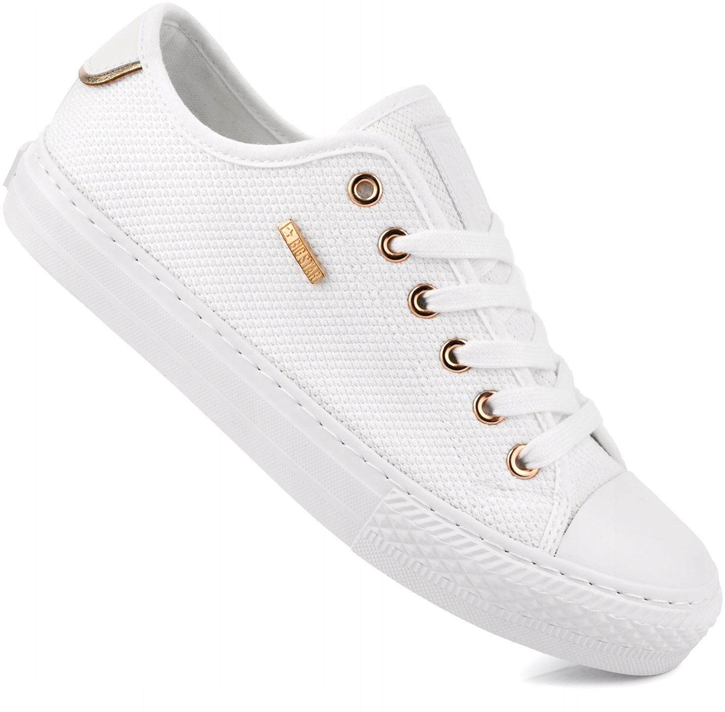 Big Star Damskie Białe Trampki Ze Złotym Tekstylne Klasyczne r. 41