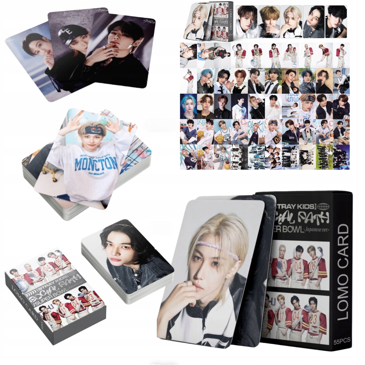 Fankarty Stray Kids, zdjęcia członków, kolekcjonerskie karty 55 szt