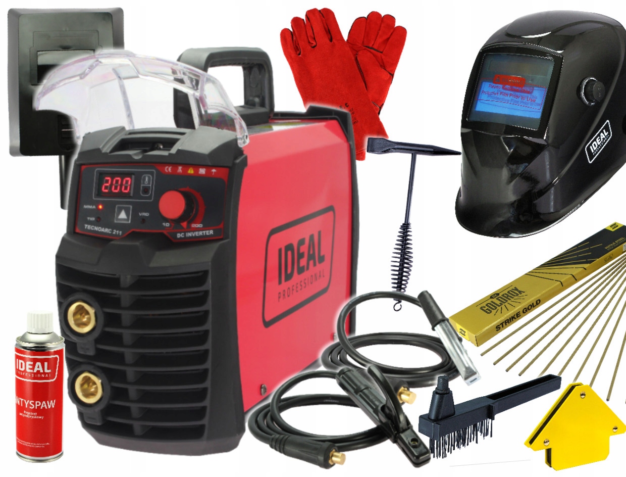 Spawarka Elektrodowa Inwertorowa 200A 60% Tecno Arc 211 Digital Ideal Zesta