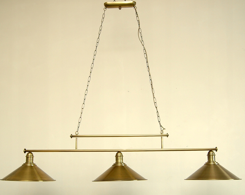Kulečníková lampa, mosazný lustr, lampa nad stůl