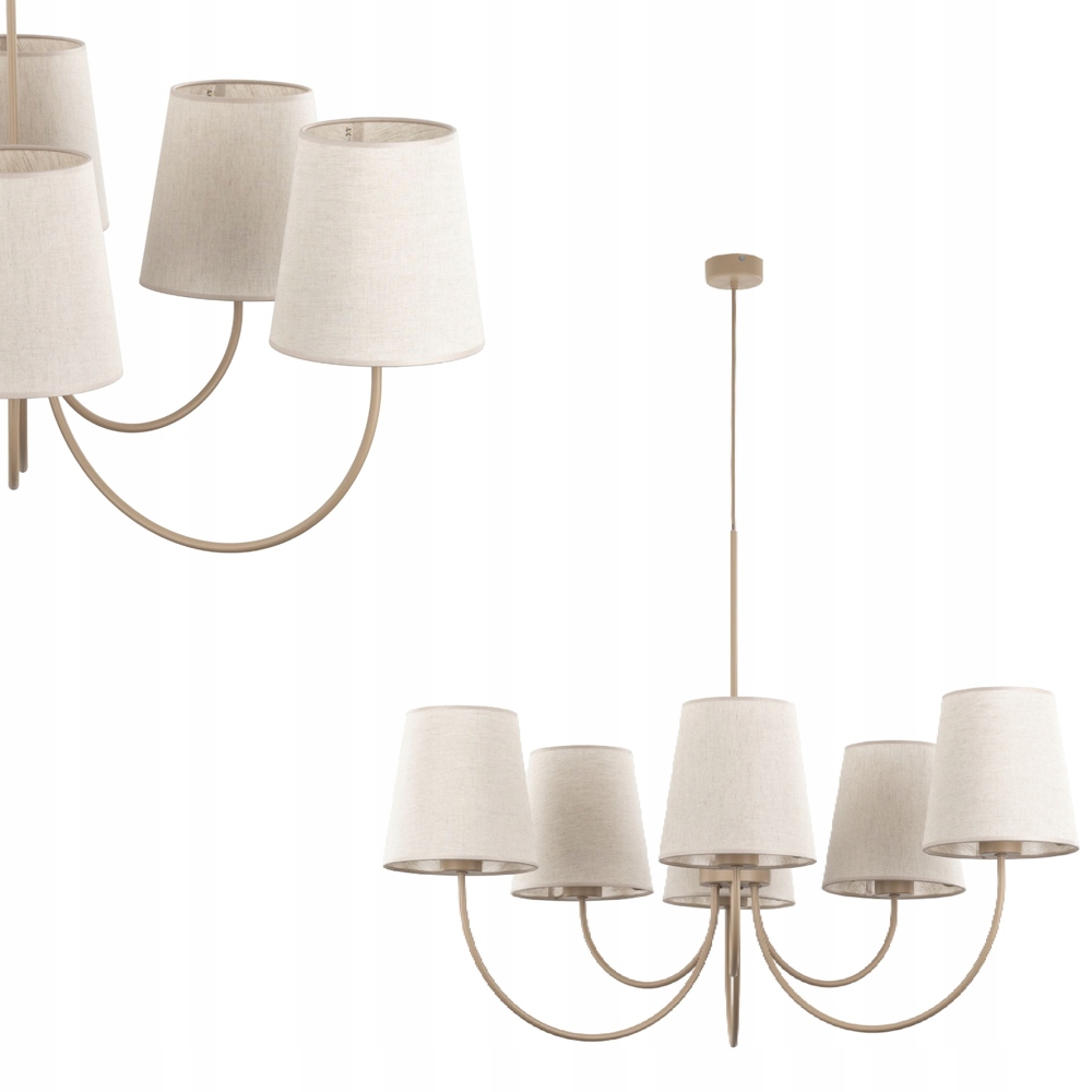 Lampa wisząca Candi Sabia z lnianymi klosikami gwint 6XE27 Tk Lighting