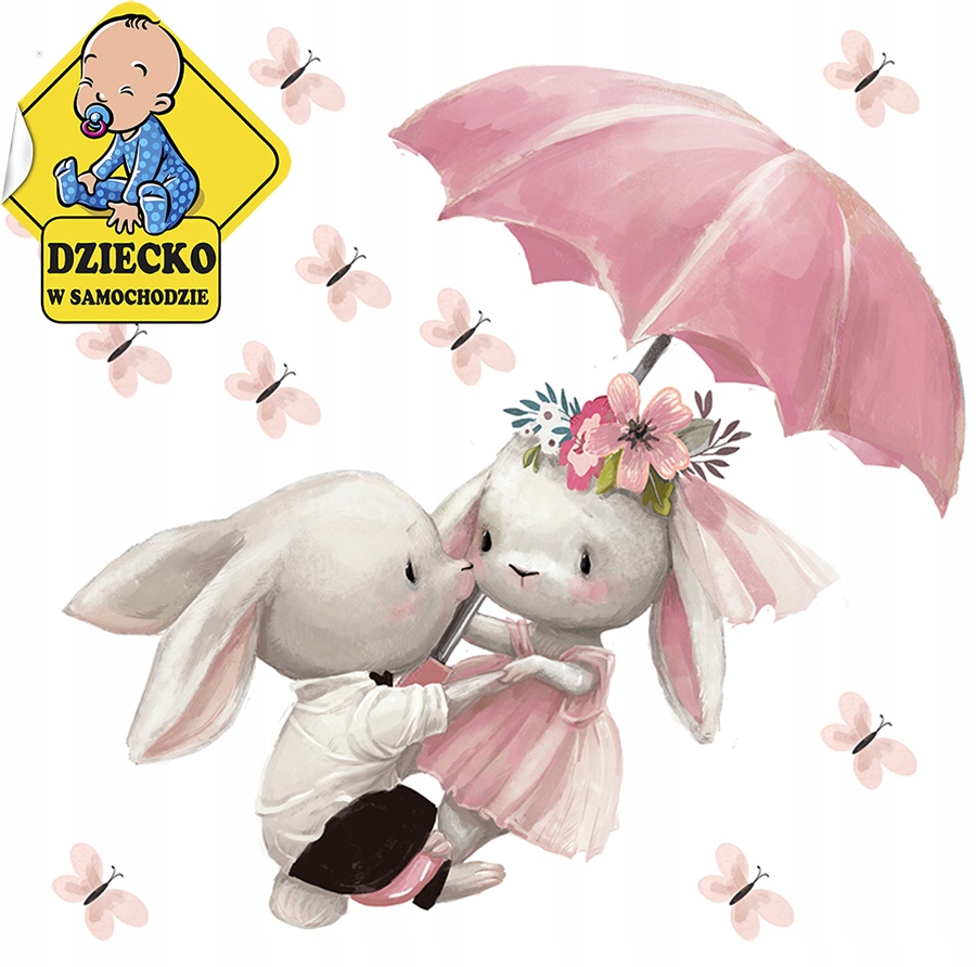 

XL Naklejka na ścianę Króliczki Zajączki 95x115
