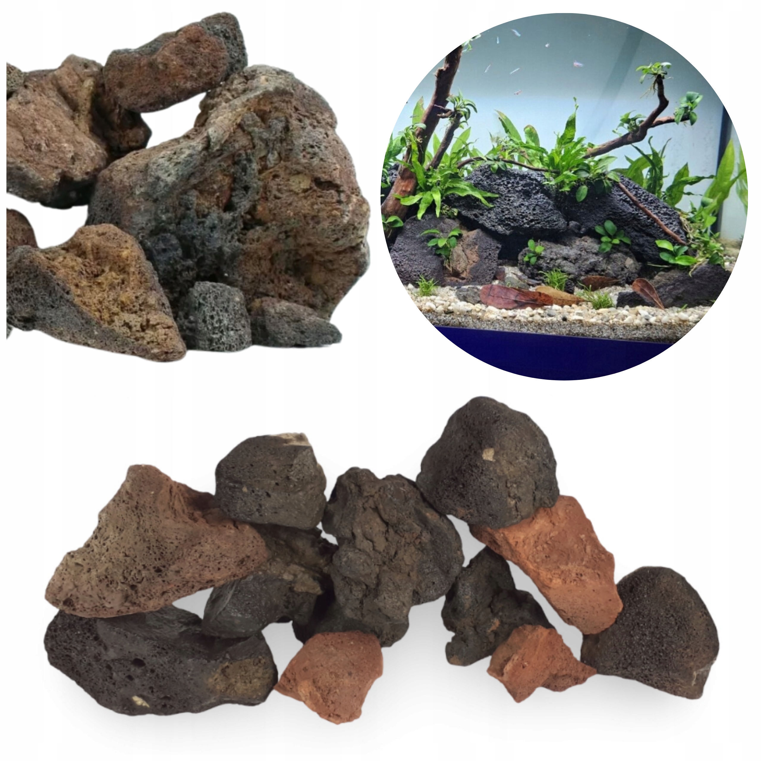 Aranžmá Do Akvária Kámen Skála Vulkanická Láva MIX Barev 15KG II Gat