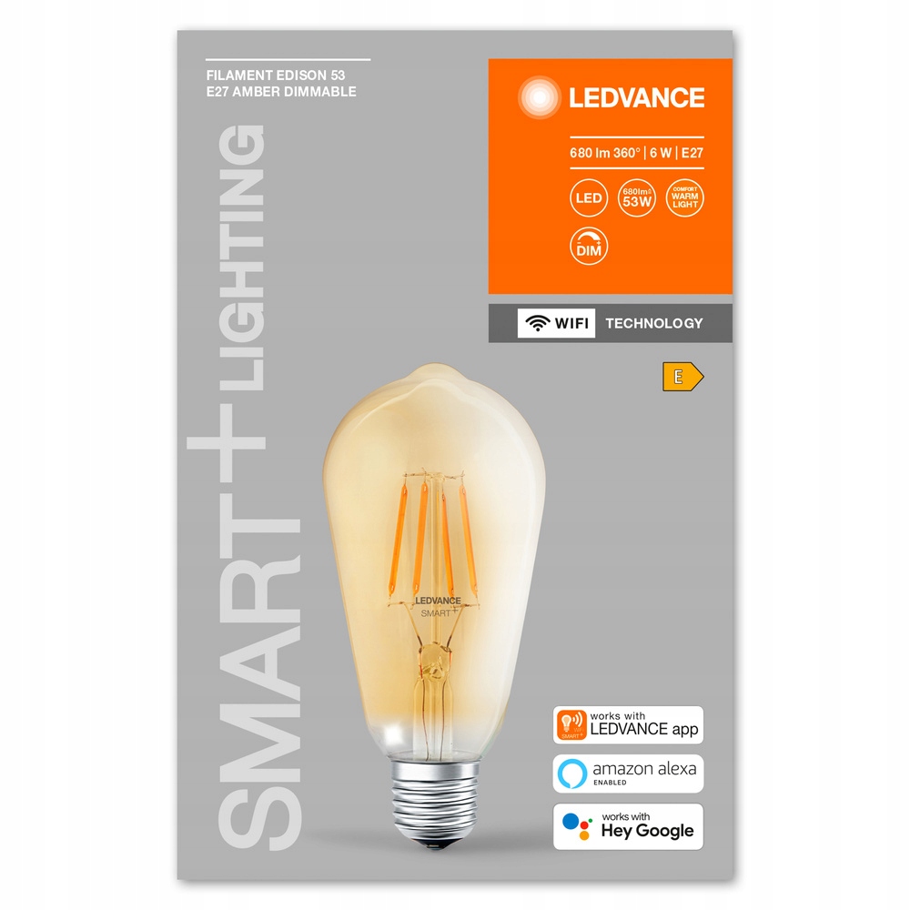 Żarówka LED LEDVANCE SMART+ WiFi E27 6W Edison Rodzaj gwintu E27