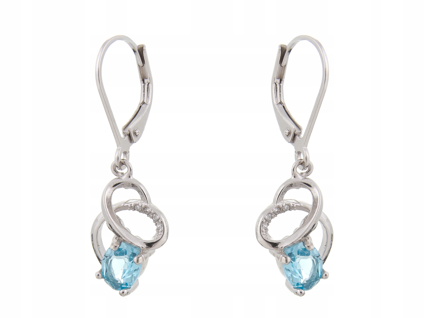 Stříbrné Závěsné Náušnice Rhodiované Swiss Topaz Přírodní