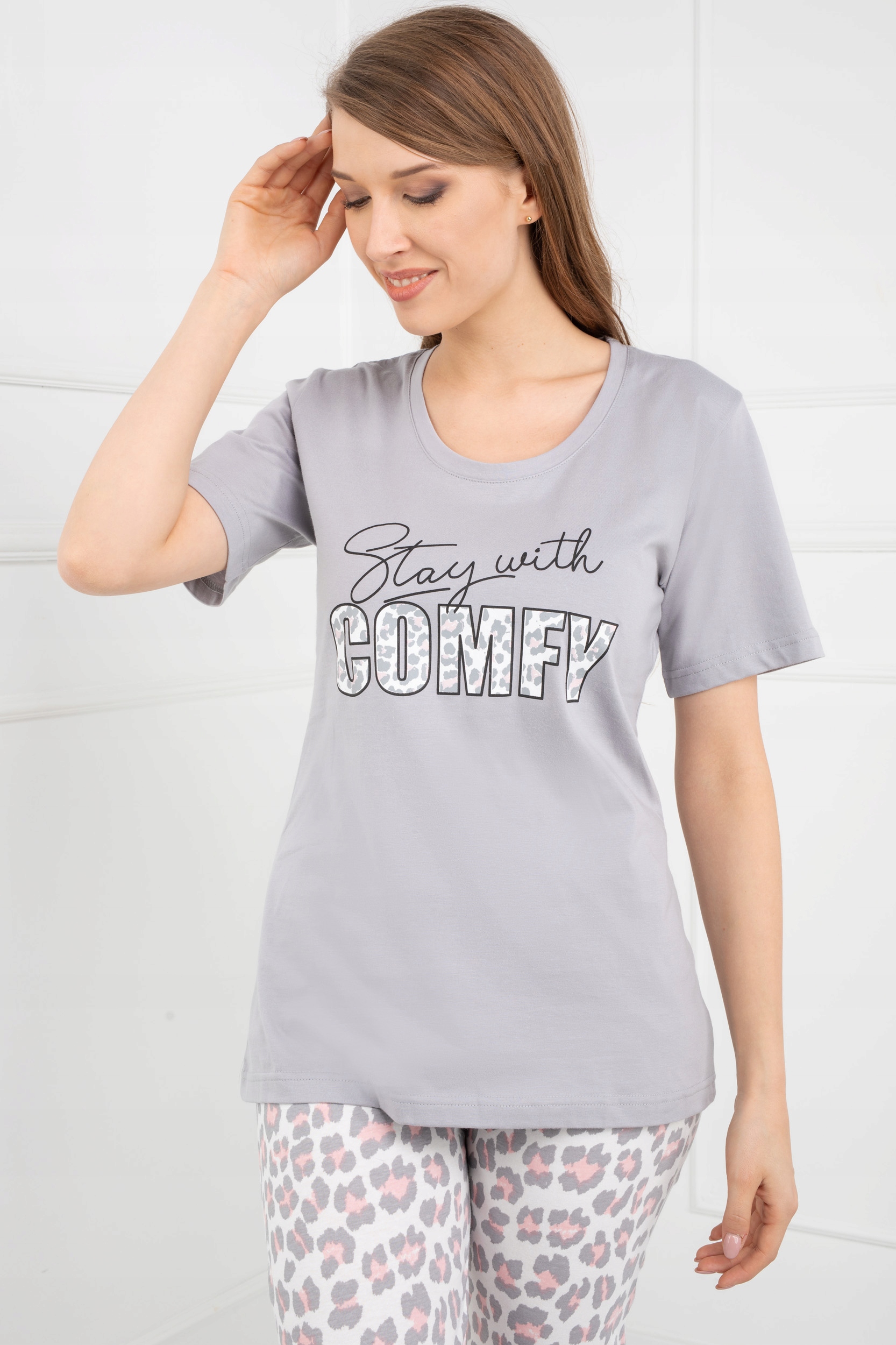 PIŻAMA DAMSKA"KUBA"STAY WITH COMFY - XXL Dekolt okrągły