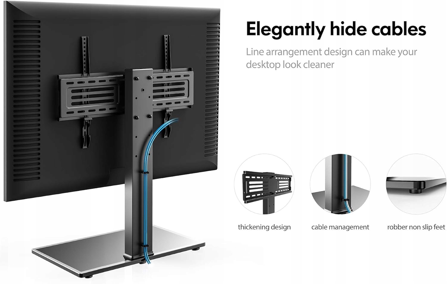 STOJAK POD TELEWIZOR 40-80 CALI CZARNE HARTOWANE SZKŁO REGULOWANY 50 KG PRE Model 5002