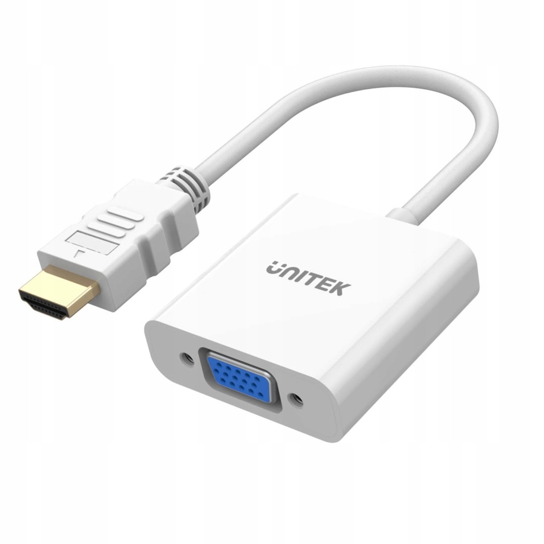 Unitek Adapter Hdmi na Vga, FullHD 60Hz, biały