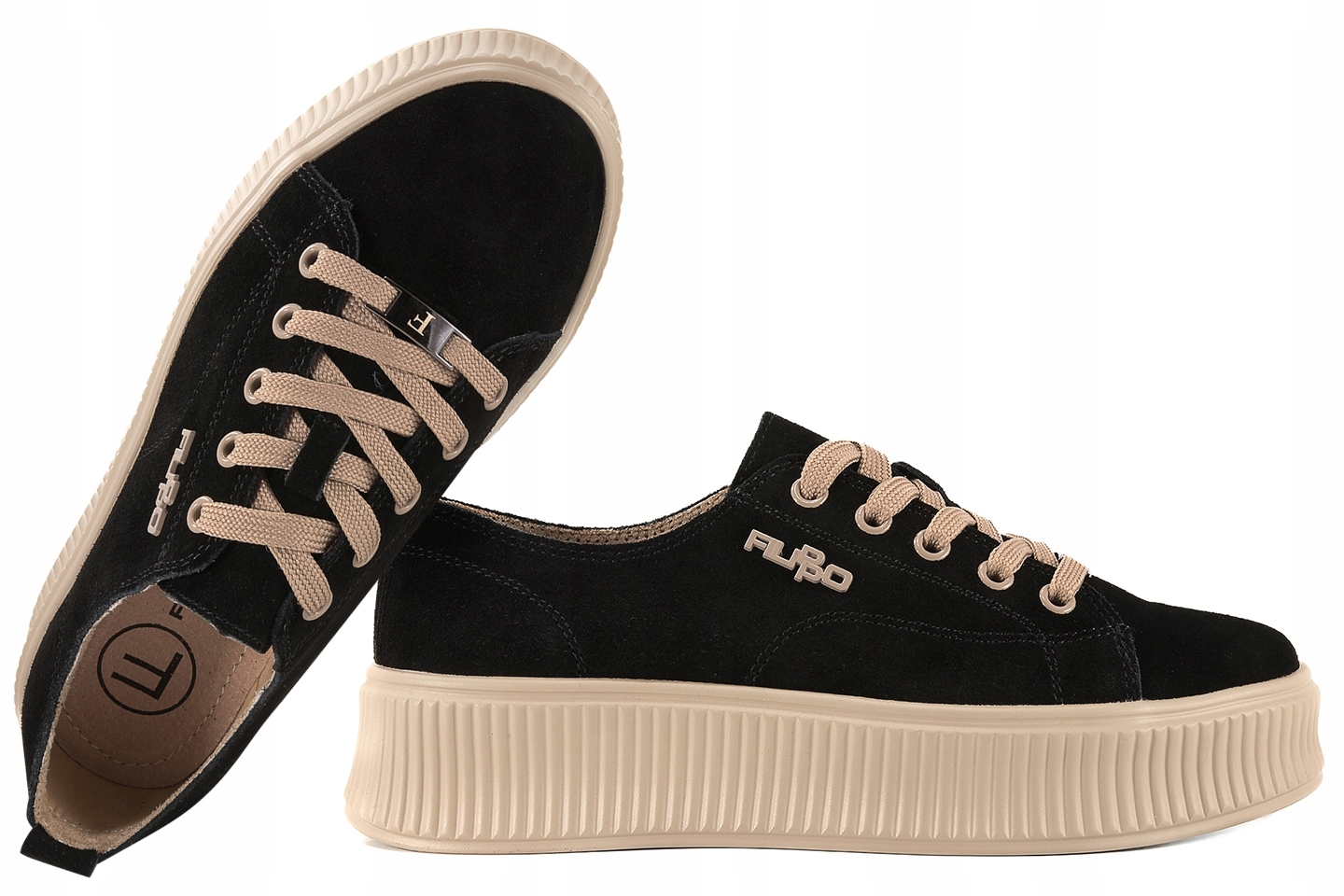 Filippo DP6122 Dámské Polobotky Tenisky Na Platformě Kožené, černé 37