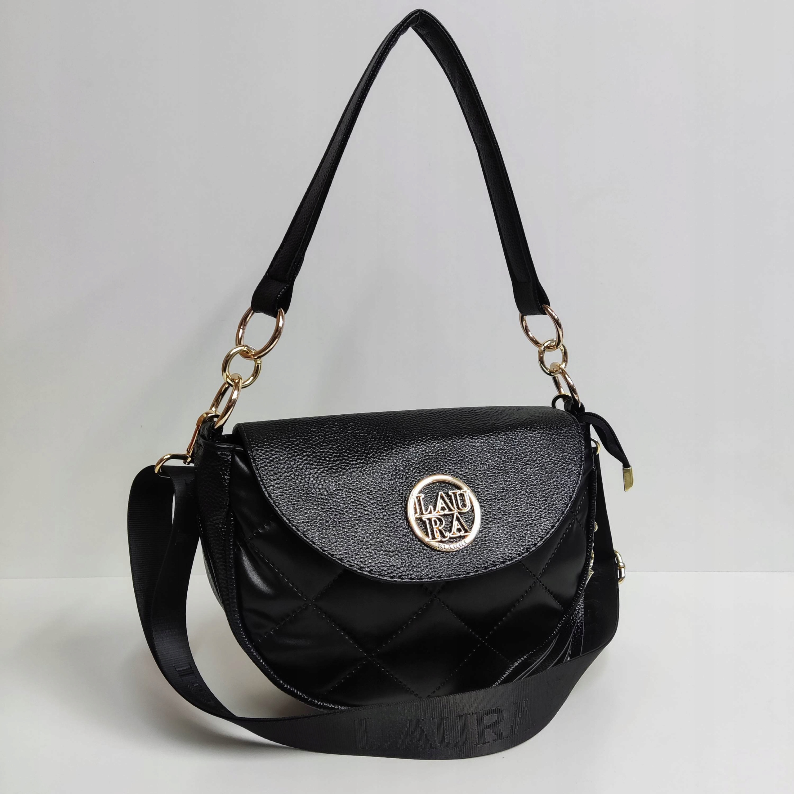 Torebka listonoszka Laura Biaggi czarna pikowana Płeć kobieta