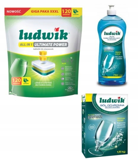 Levně Tablety do myčky Ludwik All In One Lemon 120 ks Sůl Leštidlo