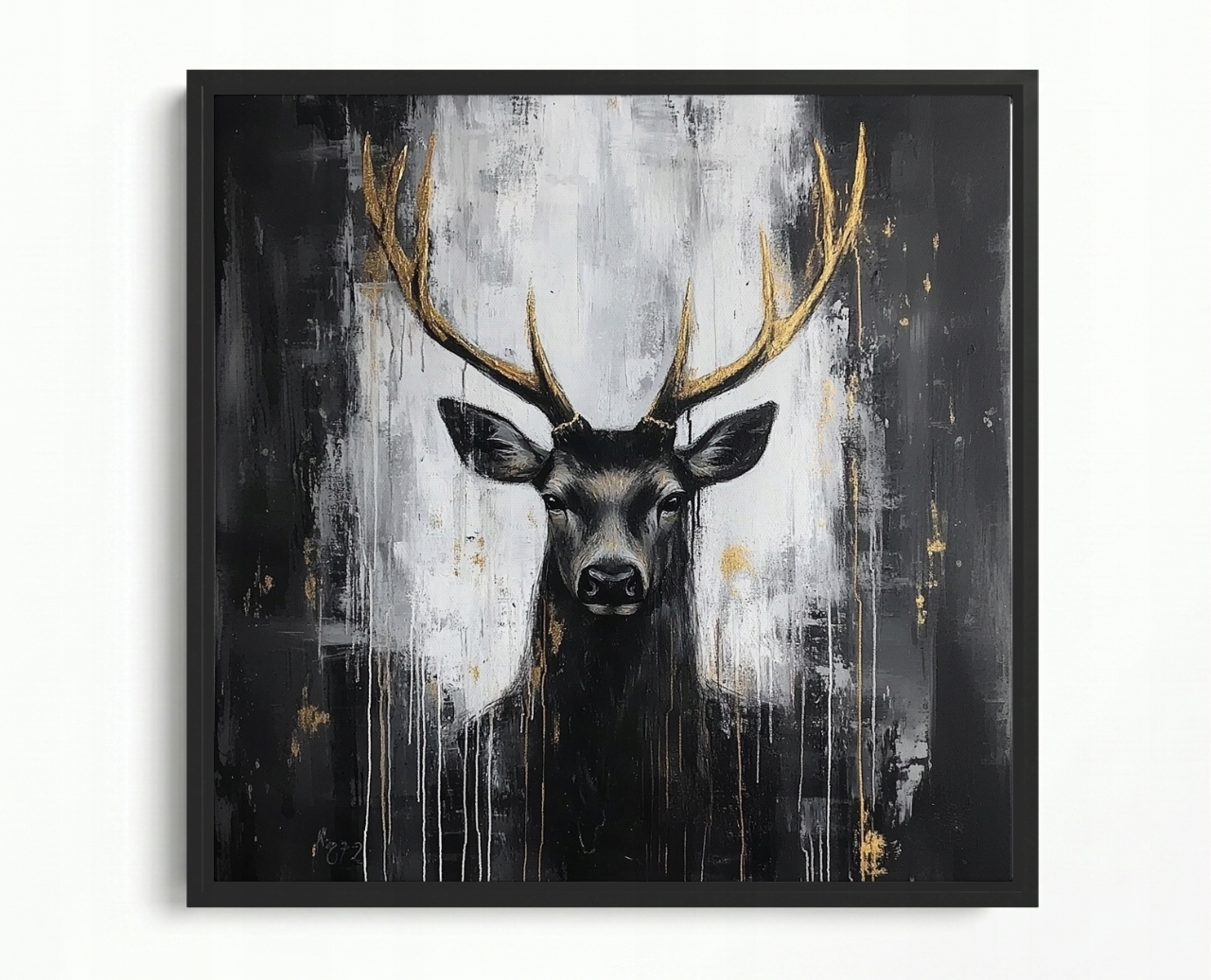 Obraz Rám Americký Box Portrét Fauna Zvíře Jelen Rohy Urban Art 60x60