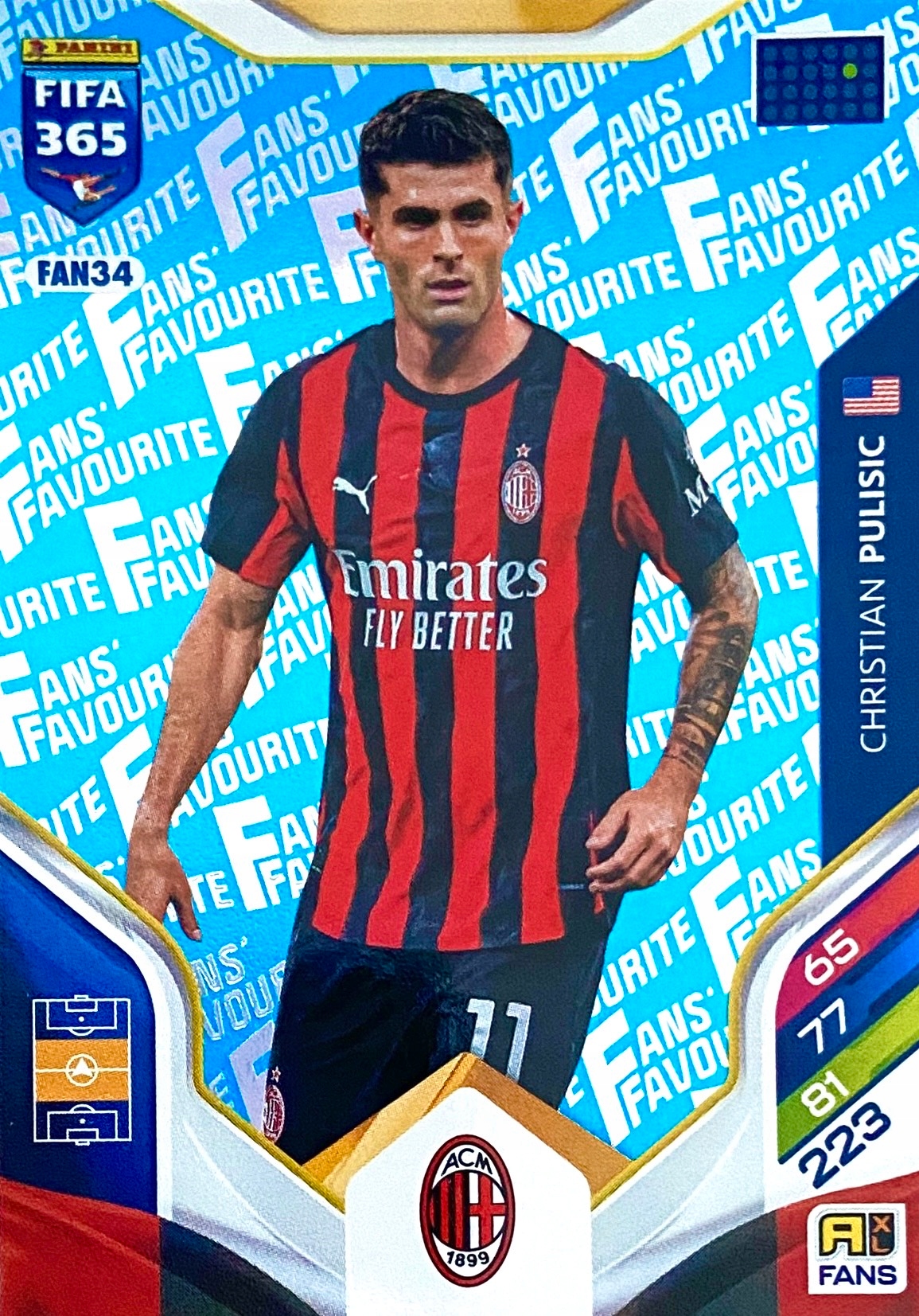 Panini Fifa 365 2026 Fans Favourite blue FAN34 Christian Pulisic Milan