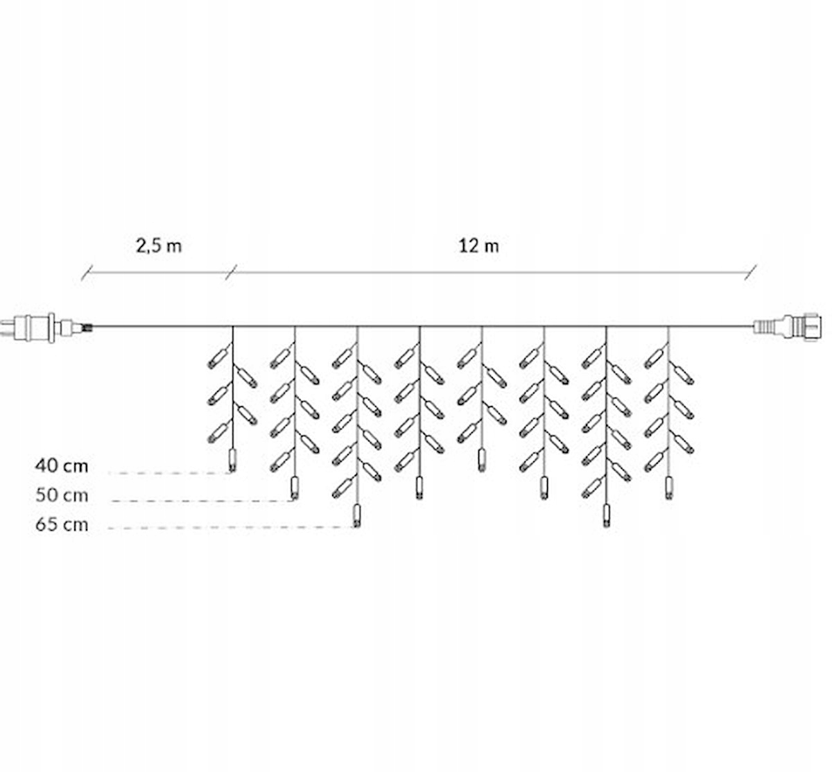 KURTYNA ŚWIETLNA SOPLE 300 LED LAMPKI IP44 BIAŁE Marka Springos