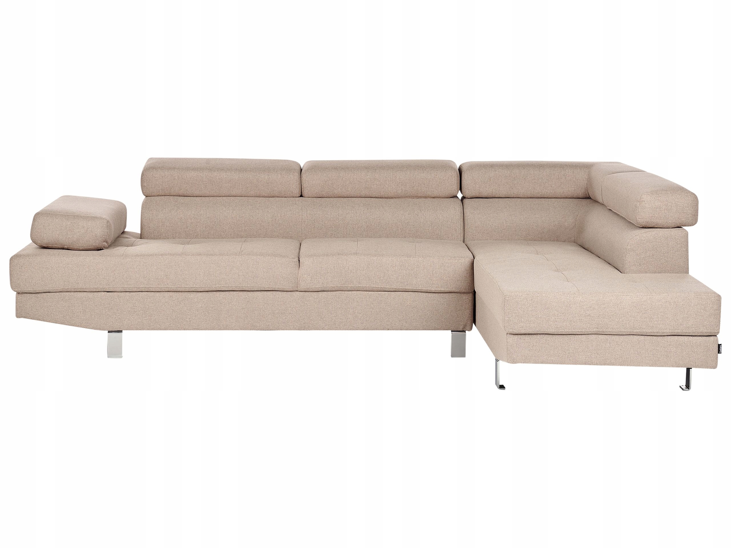 Narożnik sofa w kolorze beżowym z regulowanymi zagłówkami