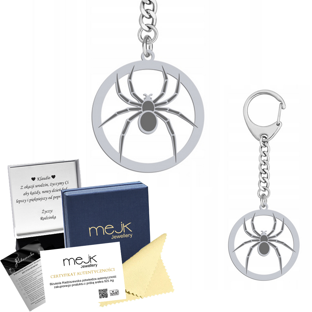 Přívěsek Na Klíče na klíče Pavouk 925 Šperky Dárek Karabina Gravírování