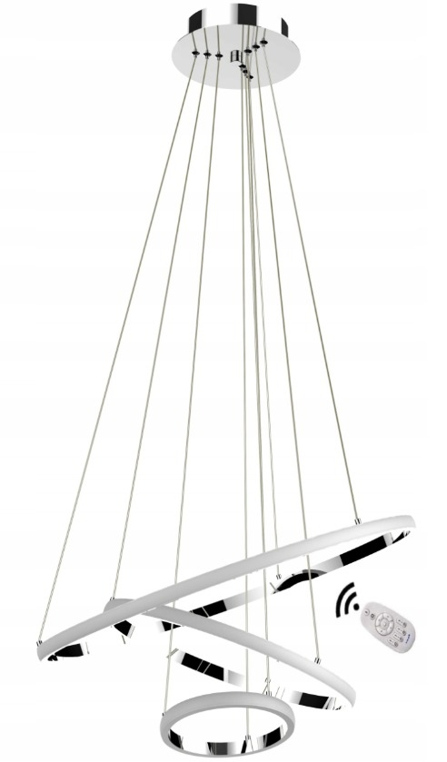 Żyrandol Lampa Wisząca Regulowana Ring Led Chrom 20/40/60cm 100W