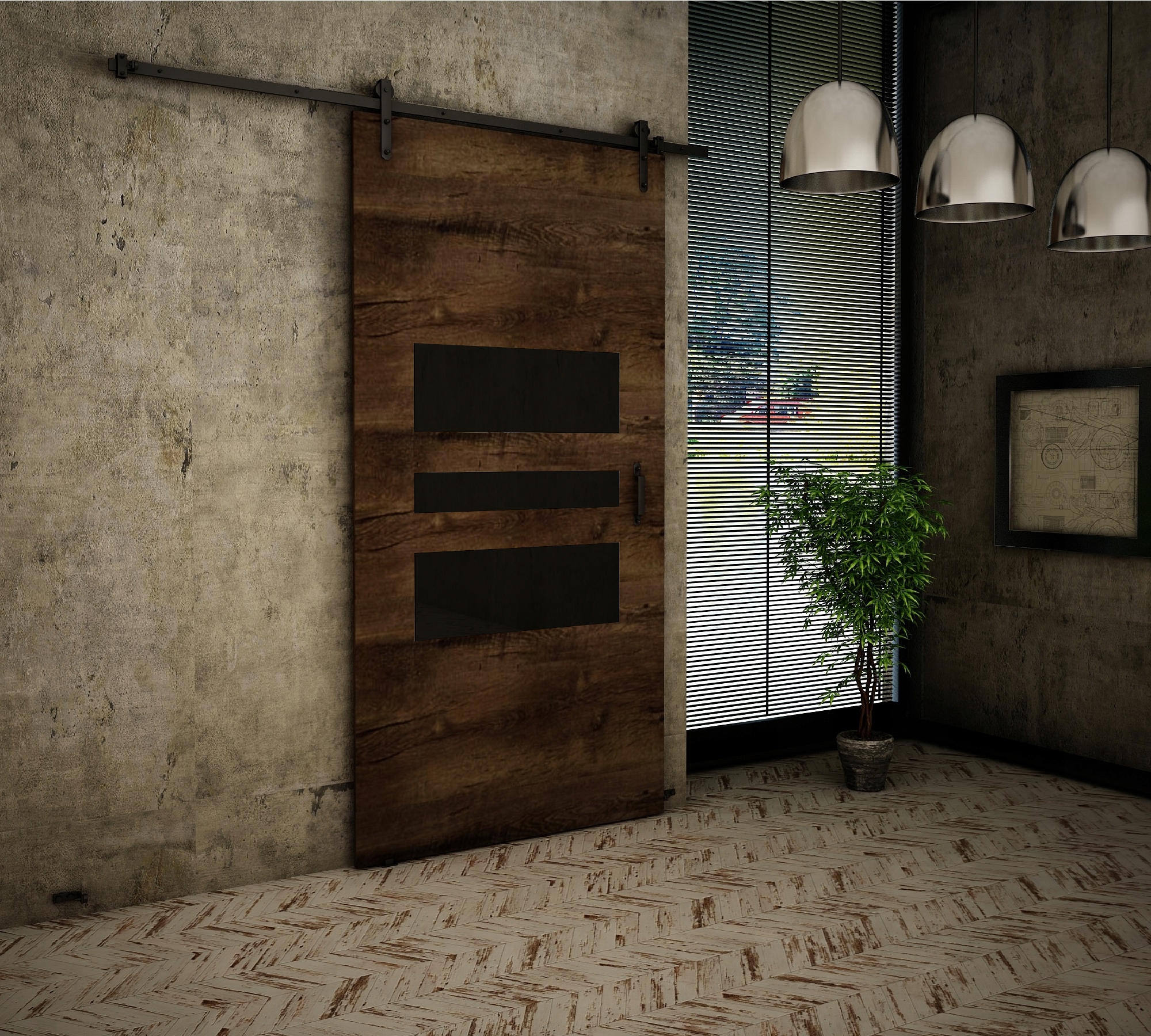 Drzwi przesuwne LOFT 90 L-1 WZORY Typ Pełne