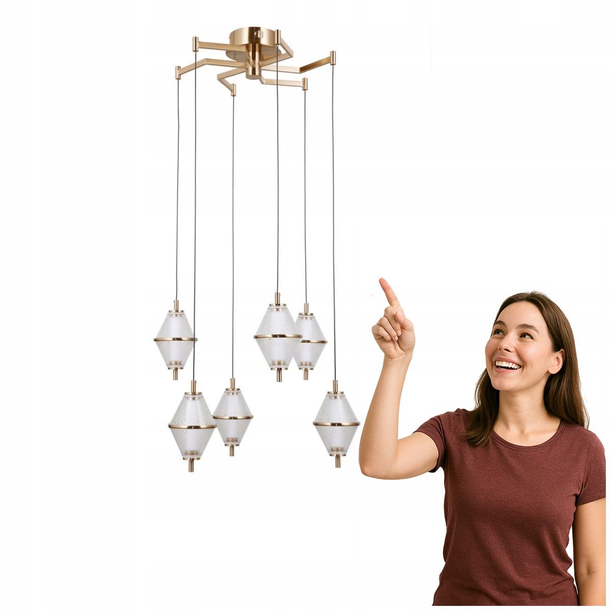 Závesná Led lampa 30W Fuente Zlatá 6x Zdroje Italux
