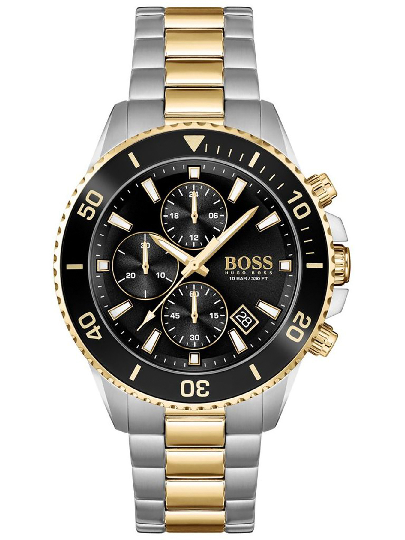Pánské Hodinky Hugo Boss 1513908 Stříbrno-zlatý Chronograf 100 M Pro Kluka