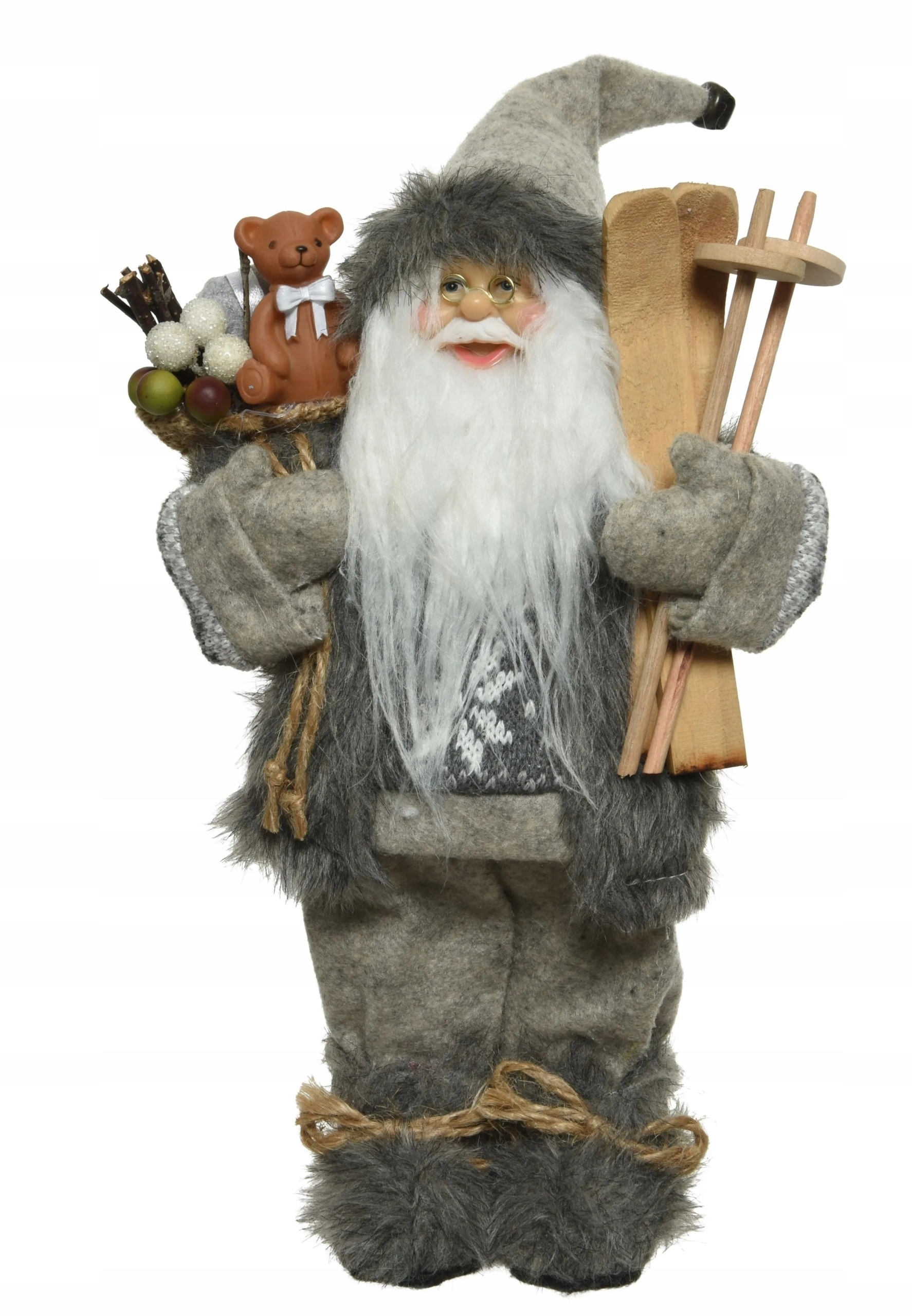 Svatý Mikuláš – ozdobná vánoční figurka šedá 45 cm