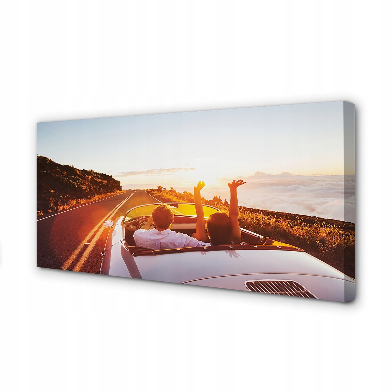 Obraz na plátně Cesta auto lidé nebe 120x60