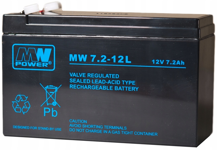 Akumulator Bateria Agm Vrla Mw Power MW7,2-12L 12V 7,2AH MW7.2-12L 7.2 Ups