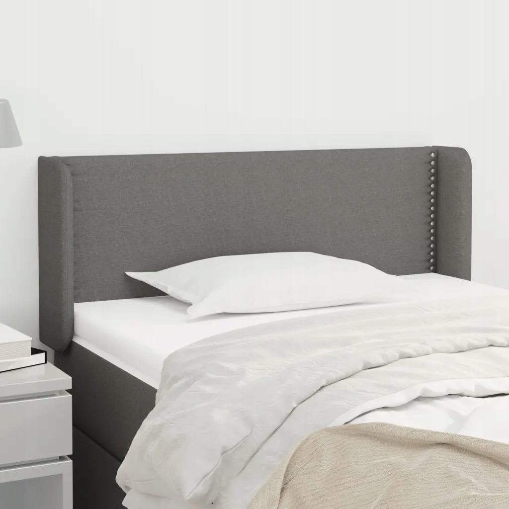 Čelo postele typu ušák tmavě šedé 103x16x78/88 cm textil Šedá 3118619