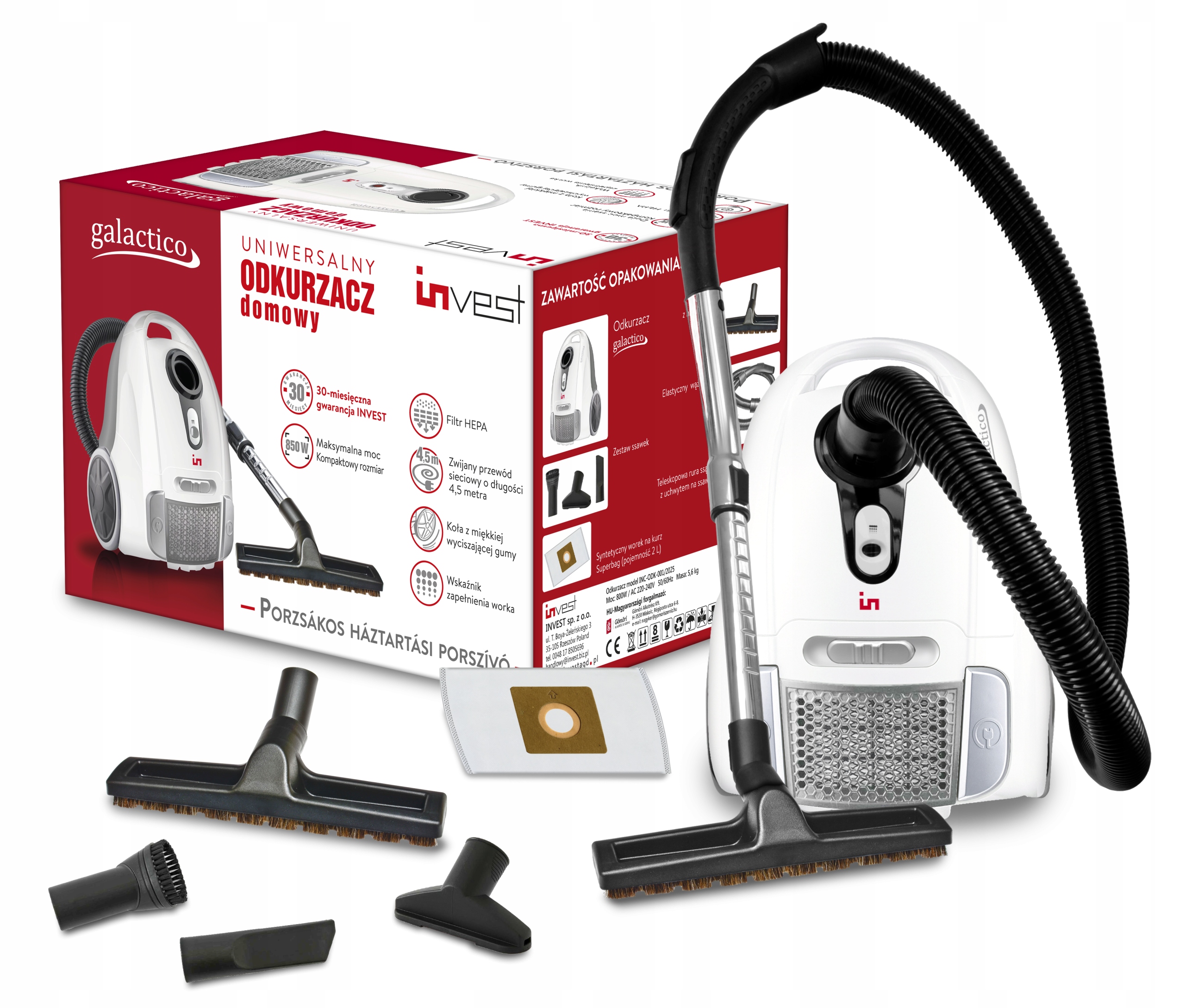 Vysavač Invest Galactico 850 W, tichý, domácí, výkonný