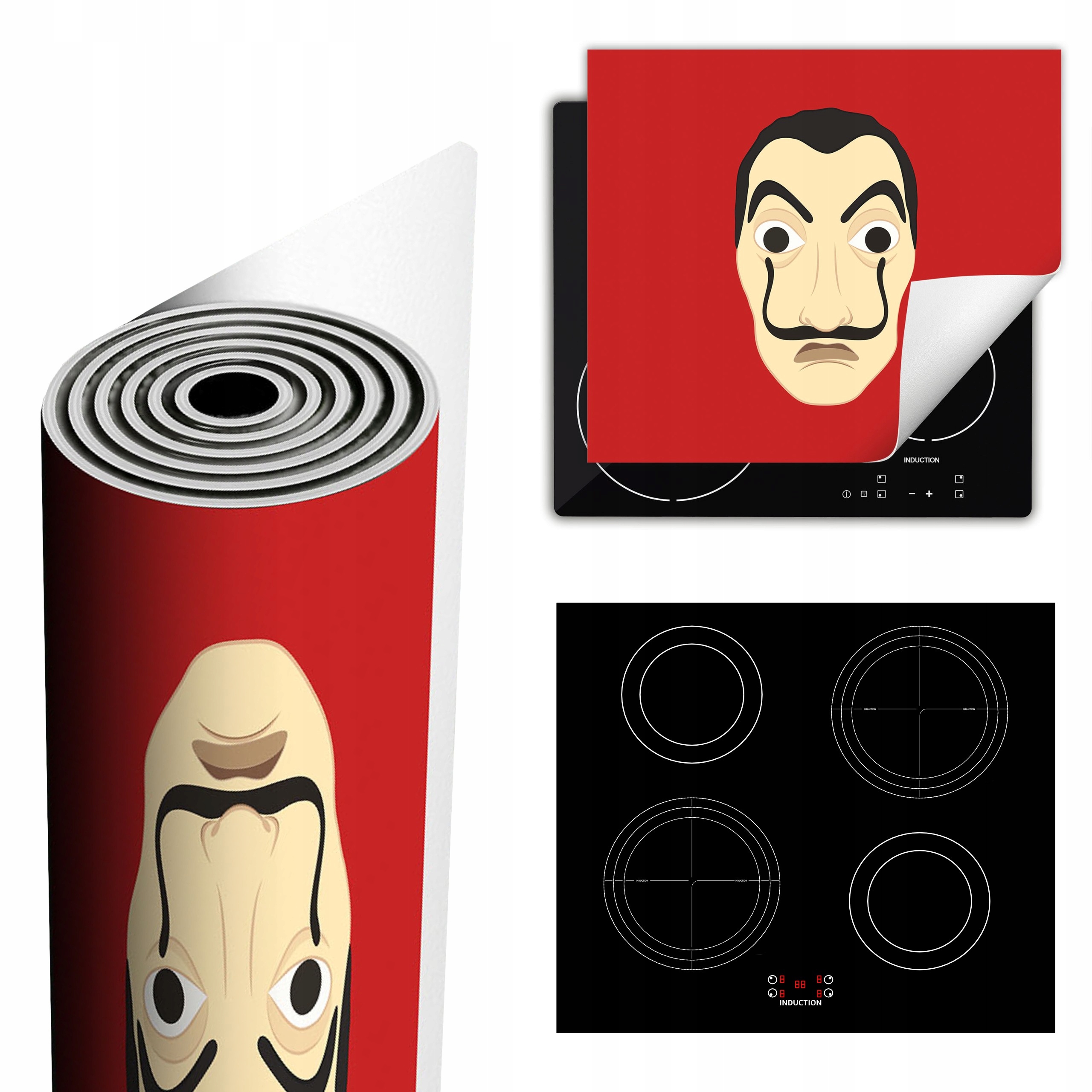 MATA OCHRONNA NA KUCHENKĘ TO WIĘCEJ MIEJSCA 60x52 czerwona - maska